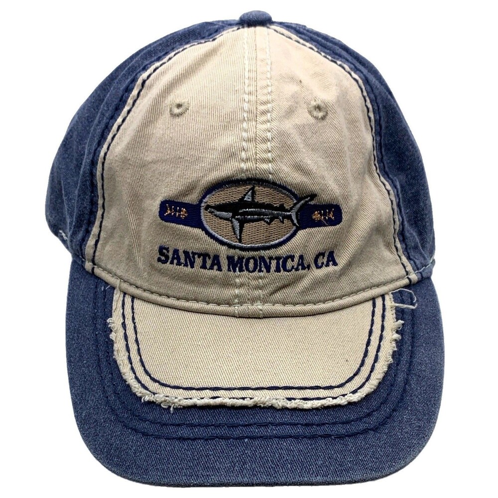 Triangle Sport Headwear Santa Monica CA Fish Logo Blue Beige Adjustable Cap